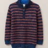 Stripe Half Zip Funnel Neck Jumper