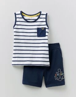 2 Pack Lightweight Jersey Short & Stripe Vest