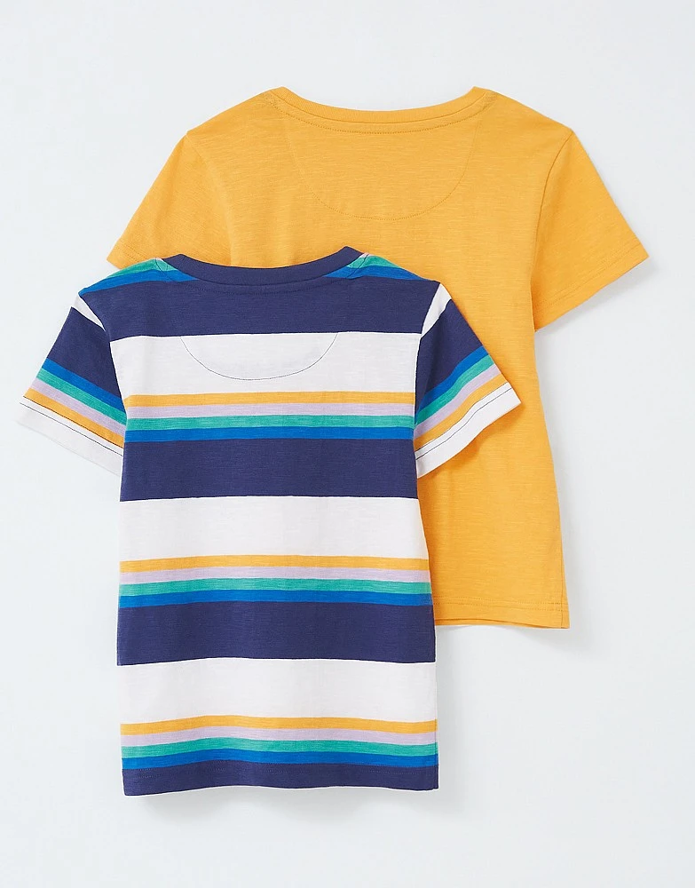 2 Pack Plain & Stripe T-Shirts 2 2 Pack Plain & Stripe T-Shirts - Image 2