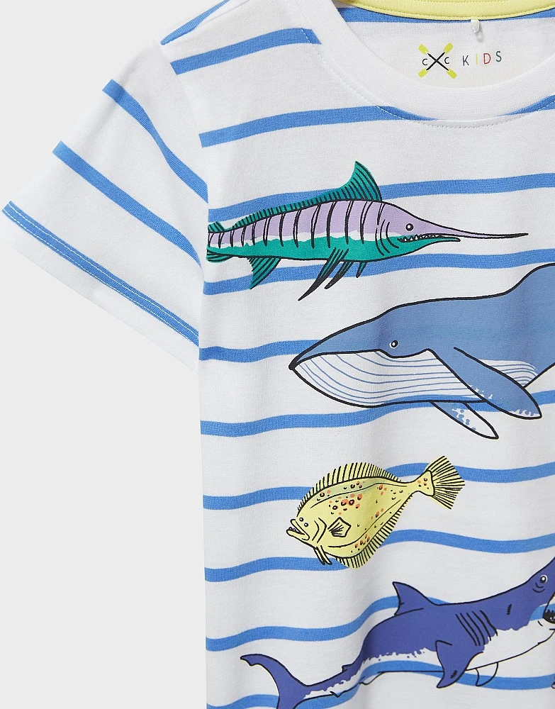 Fish Print Stripe T-Shirt 2 Fish Print Stripe T-Shirt - Image 2