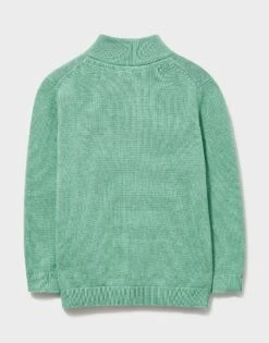 Half Zip Knit Jumper -Crew Clothing BGK015 GRASSMARL 2
