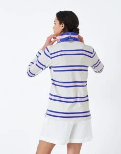 30th Collection Croft Stripe Rugby Shirt -Crew Clothing CRWSE002 WHTBLUPNK 2