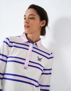 30th Collection Croft Stripe Rugby Shirt -Crew Clothing CRWSE002 WHTBLUPNK 3