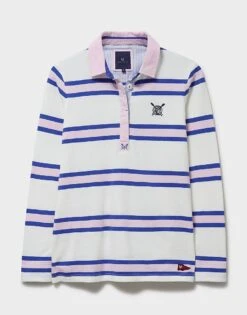30th Collection Croft Stripe Rugby Shirt -Crew Clothing CRWSE002 WHTBLUPNK 6