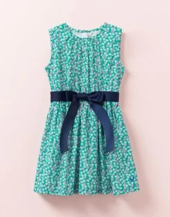 Sleeveless Floral Dress With Tie Waist