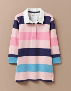 Long Sleeve Block Stripe Rugby Dress