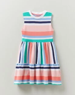 Sleeveless Tiered Stripe Jersey Dress