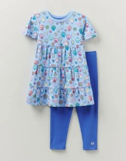 Shell Print Tiered Tunic & Legging Set