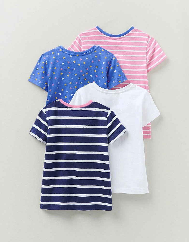 Short Sleeve 4 Pack Stripe & Print T-Shirts 2 Short Sleeve 4 Pack Stripe & Print T-Shirts - Image 2