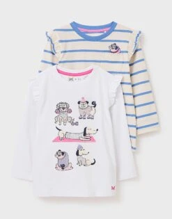 2 Pack Long Sleeve Frill Dog T-Shirt Set