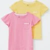 2 Pack Angel Sleeve T-Shirts With Daisy Pocket