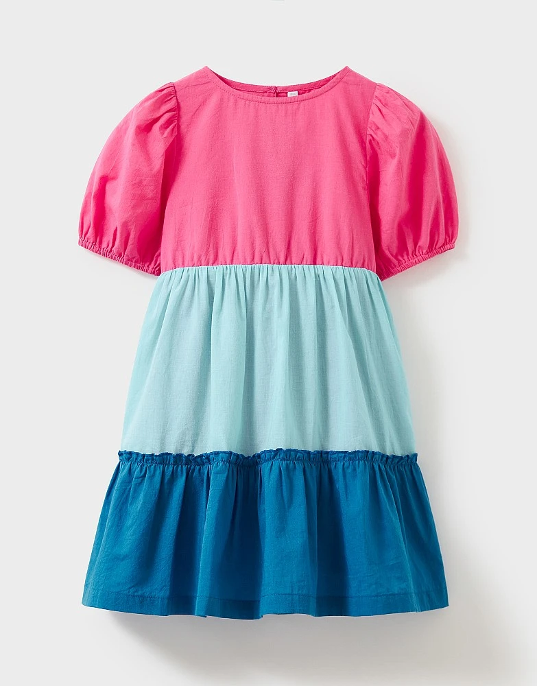 Colour Block Woven Puff Sleeve Dress 1 Colour Block Woven Puff Sleeve Dress