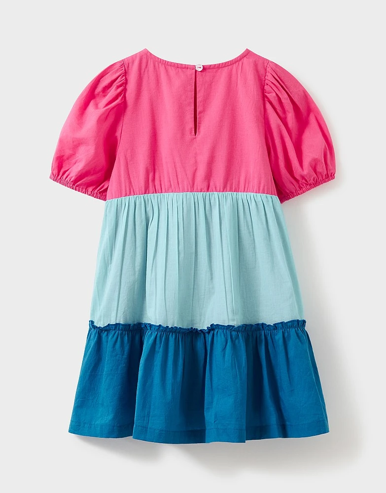 Colour Block Woven Puff Sleeve Dress 2 Colour Block Woven Puff Sleeve Dress - Image 2