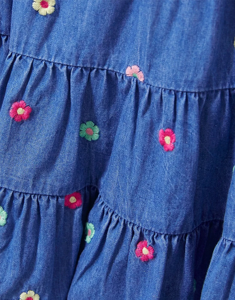 Floral Embroidered Chambray Skirt 2 Floral Embroidered Chambray Skirt - Image 2