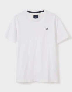 White Crew Neck Cotton T-Shirt -Crew Clothing MKE001 OPTICWHITE 3