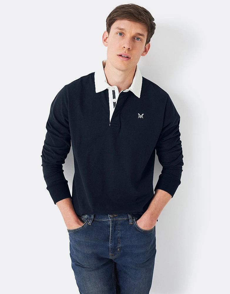 Navy Long Sleeve Cotton Rugby Shirt 1 Navy Long Sleeve Cotton Rugby Shirt