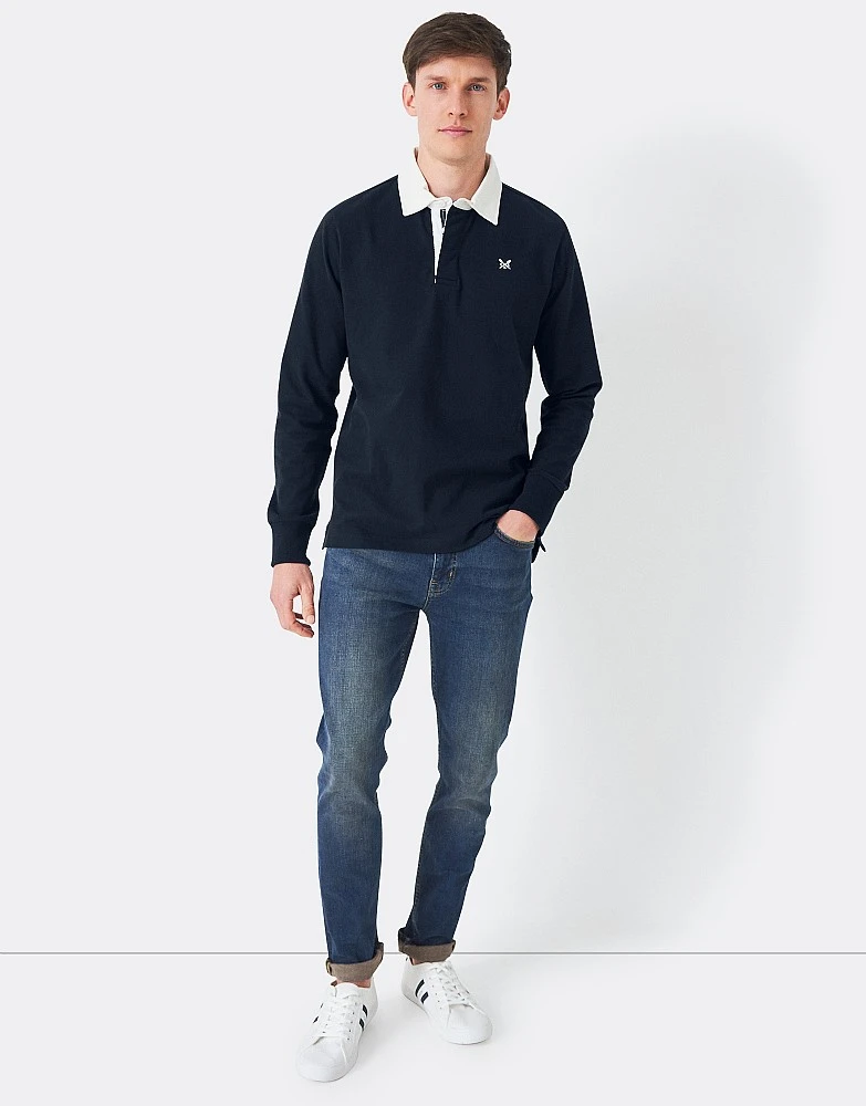Navy Long Sleeve Cotton Rugby Shirt 2 Navy Long Sleeve Cotton Rugby Shirt - Image 2