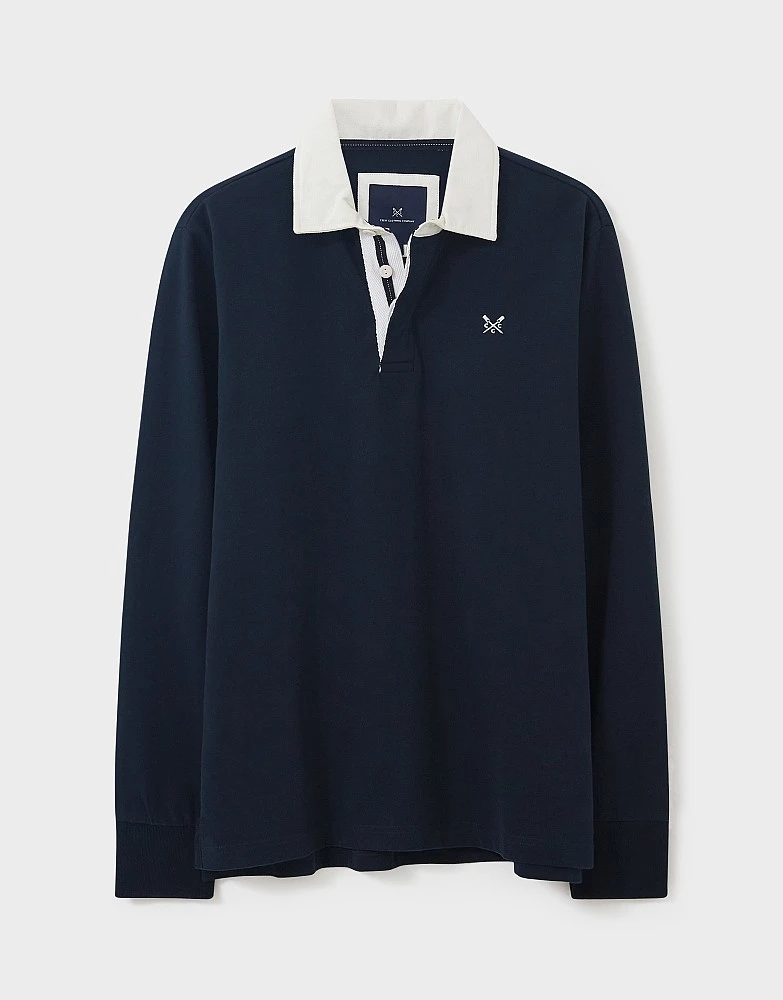 Navy Long Sleeve Cotton Rugby Shirt 5 Navy Long Sleeve Cotton Rugby Shirt - Image 5