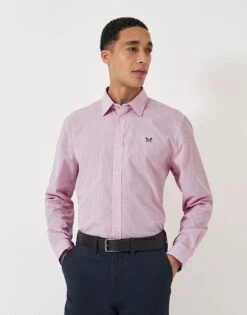 Pink Micro Gingham Classic Fit Cotton Shirt 7 Pink Micro Gingham Classic Fit Cotton Shirt -Crew Clothing MLB003 CLASSPINK 3