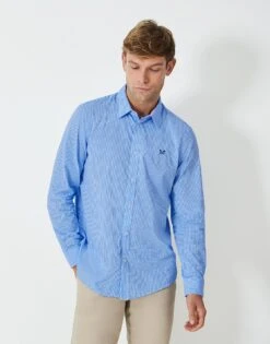 Sky Blue Micro Gingham Classic Fit Cotton Shirt