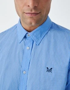 Sky Blue Micro Stripe Classic Fit Cotton Shirt -Crew Clothing MLB006 SKY 2