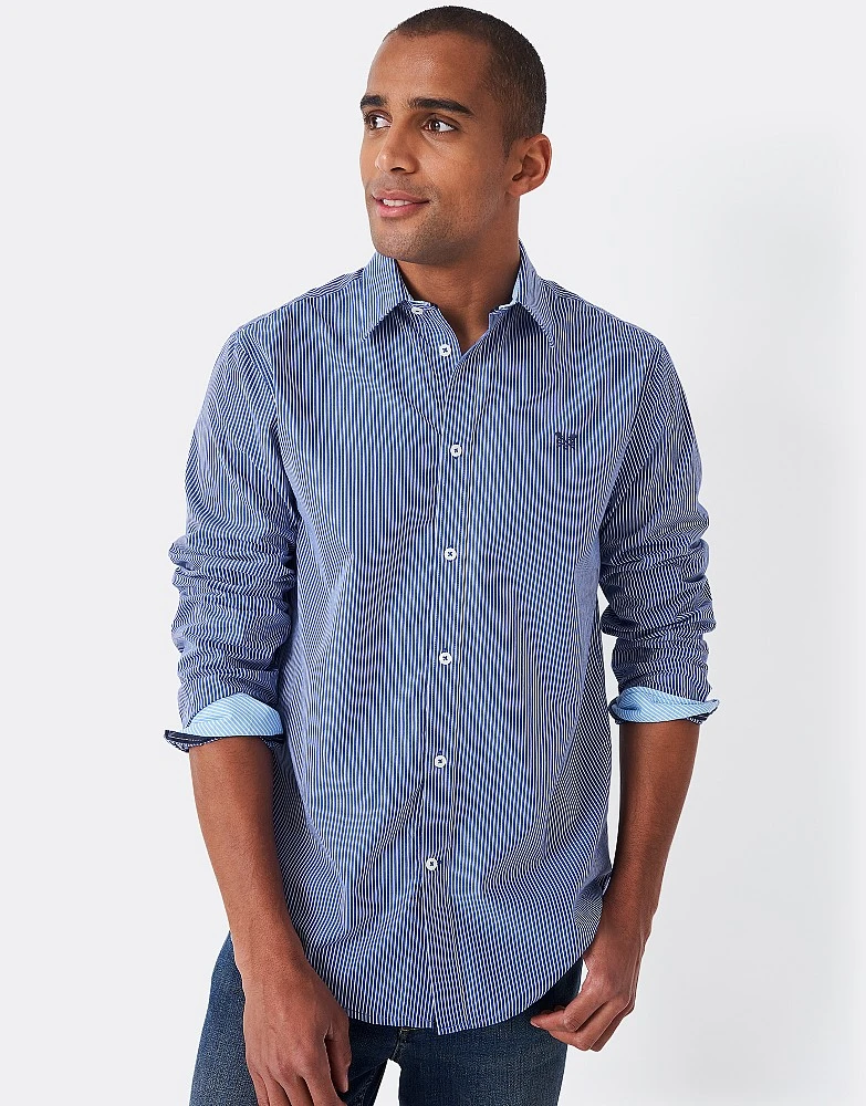 Blue Micro Stripe Classic Fit Cotton Shirt 1 Blue Micro Stripe Classic Fit Cotton Shirt