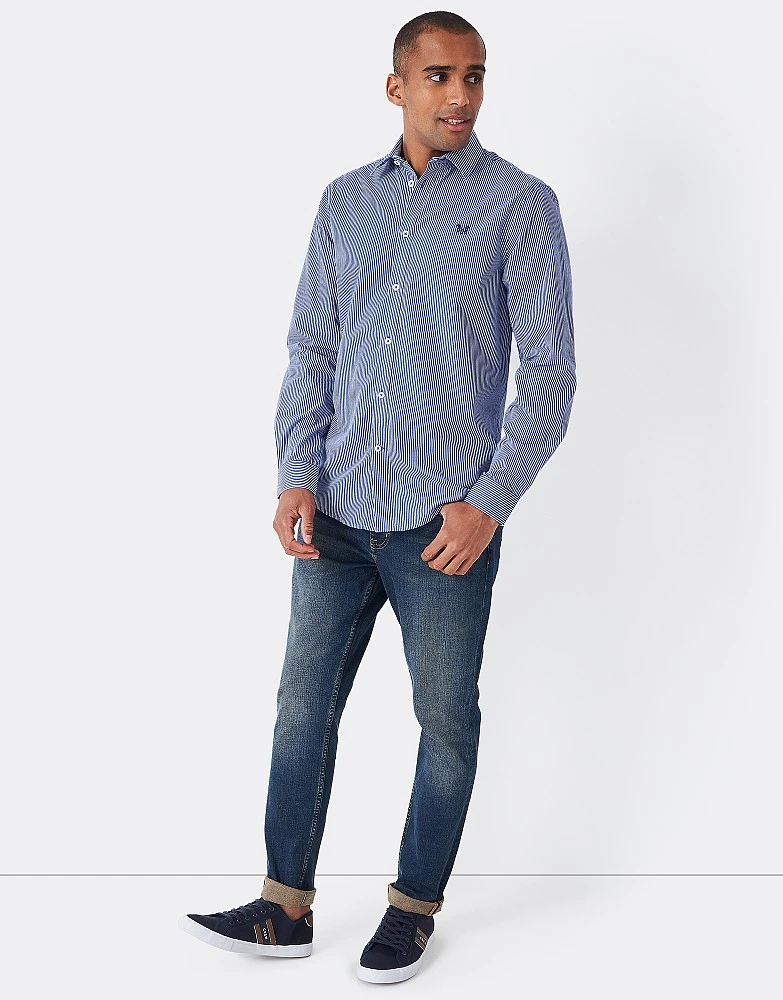 Blue Micro Stripe Classic Fit Cotton Shirt 2 Blue Micro Stripe Classic Fit Cotton Shirt - Image 2