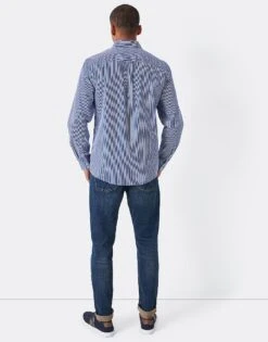 Blue Micro Stripe Classic Fit Cotton Shirt 6 Blue Micro Stripe Classic Fit Cotton Shirt -Crew Clothing MLB006 ULTRAMARNE 2