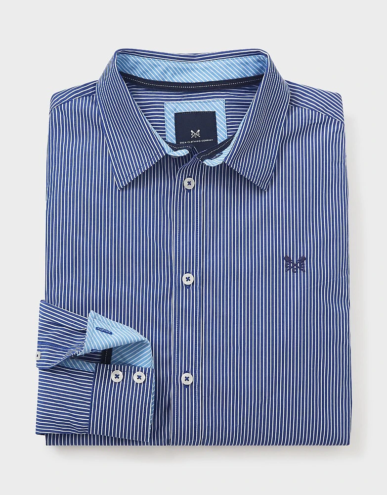Blue Micro Stripe Classic Fit Cotton Shirt 4 Blue Micro Stripe Classic Fit Cotton Shirt - Image 4