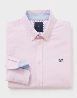Pink Slim Fit Cotton Oxford Shirt 7 Pink Slim Fit Cotton Oxford Shirt -Crew Clothing MMB032 CLASSPINK 3