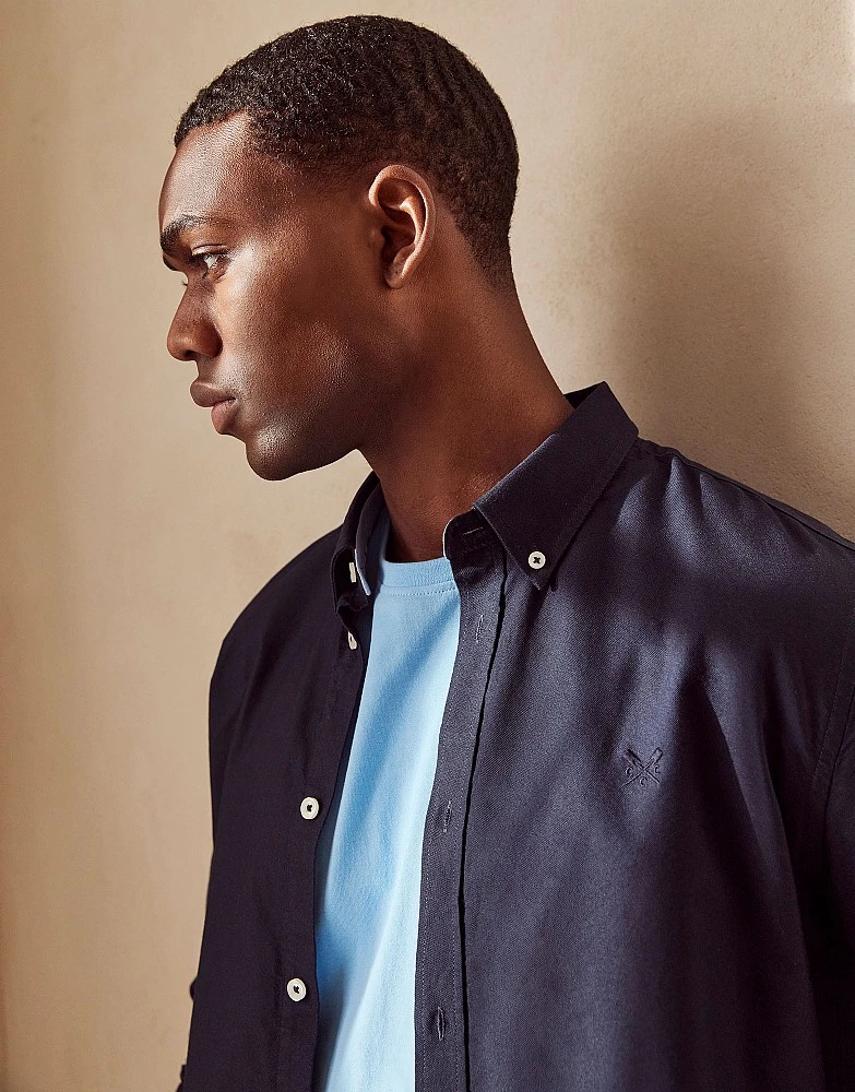 Navy Slim Fit Cotton Oxford Shirt 2 Navy Slim Fit Cotton Oxford Shirt - Image 2