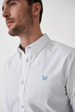 White Slim Fit Cotton Oxford Shirt -Crew Clothing MMB032 WHITE 3