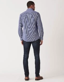 Crew Slim Fit Micro Stripe Shirt -Crew Clothing MMB062 ULTRAMARNE 4
