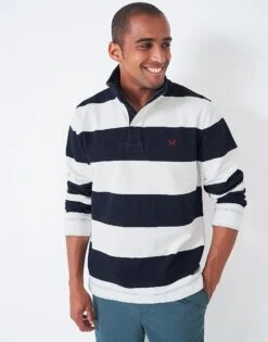 Navy White Stripe Padstow Pique Sweatshirt