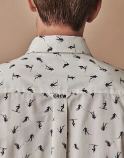 Long Sleeve Slim Fit Apres Ski Print Shirt 6 Long Sleeve Slim Fit Apres Ski Print Shirt -Crew Clothing MNB195 WHTRED 2