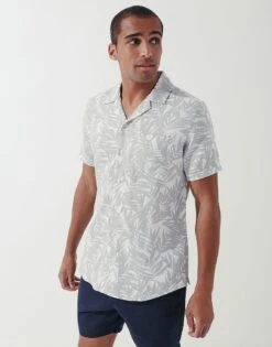 Short Sleeve Natural Fit Linen Shirt -Crew Clothing MOB128 NATLECRU 3