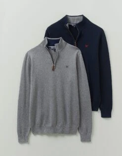 2 Pack Half Zip Knit Jumper