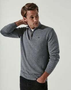 2 Pack Half Zip Knit Jumper -Crew Clothing MPC102 NAVYGREY 2