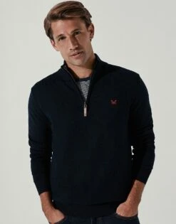 2 Pack Half Zip Knit Jumper -Crew Clothing MPC102 NAVYGREY 3