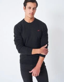 Classic Cotton Crew Neck Jumper - Black