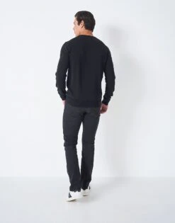 Classic Cotton Crew Neck Jumper - Black -Crew Clothing MPC103 BLACK 2