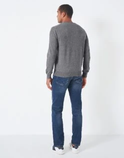 Classic Cotton V Neck Jumper - Grey 6 Classic Cotton V Neck Jumper - Grey -Crew Clothing MPC104 GREYMARL 2