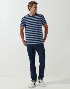 Rushton Marl Stripe T-Shirt -Crew Clothing MPE017 NAVY 2