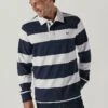White Collar Long Sleeve Stripe Rugby Shirt