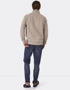 Birdseye Oxford Half Zip Sweatshirt -Crew Clothing MQD029 DEEPTAUPE 2