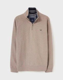 Birdseye Oxford Half Zip Sweatshirt -Crew Clothing MQD029 DEEPTAUPE 3