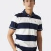Blue White Stripe Jersey Polo Shirt