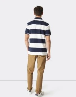 Blue White Stripe Jersey Polo Shirt -Crew Clothing MQE071 NVYWHT 2