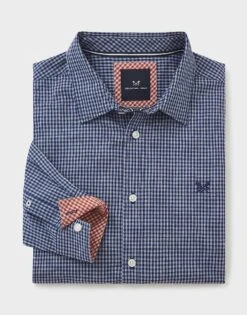 Crew Micro Gingham Marl Shirt -Crew Clothing MRB009 GRNGRYMRL 3