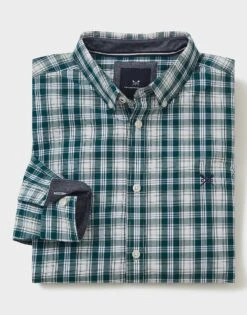 Long Sleeve Sussex Poplin Shirt 7 Long Sleeve Sussex Poplin Shirt -Crew Clothing MRB046 WHTTEAL 3